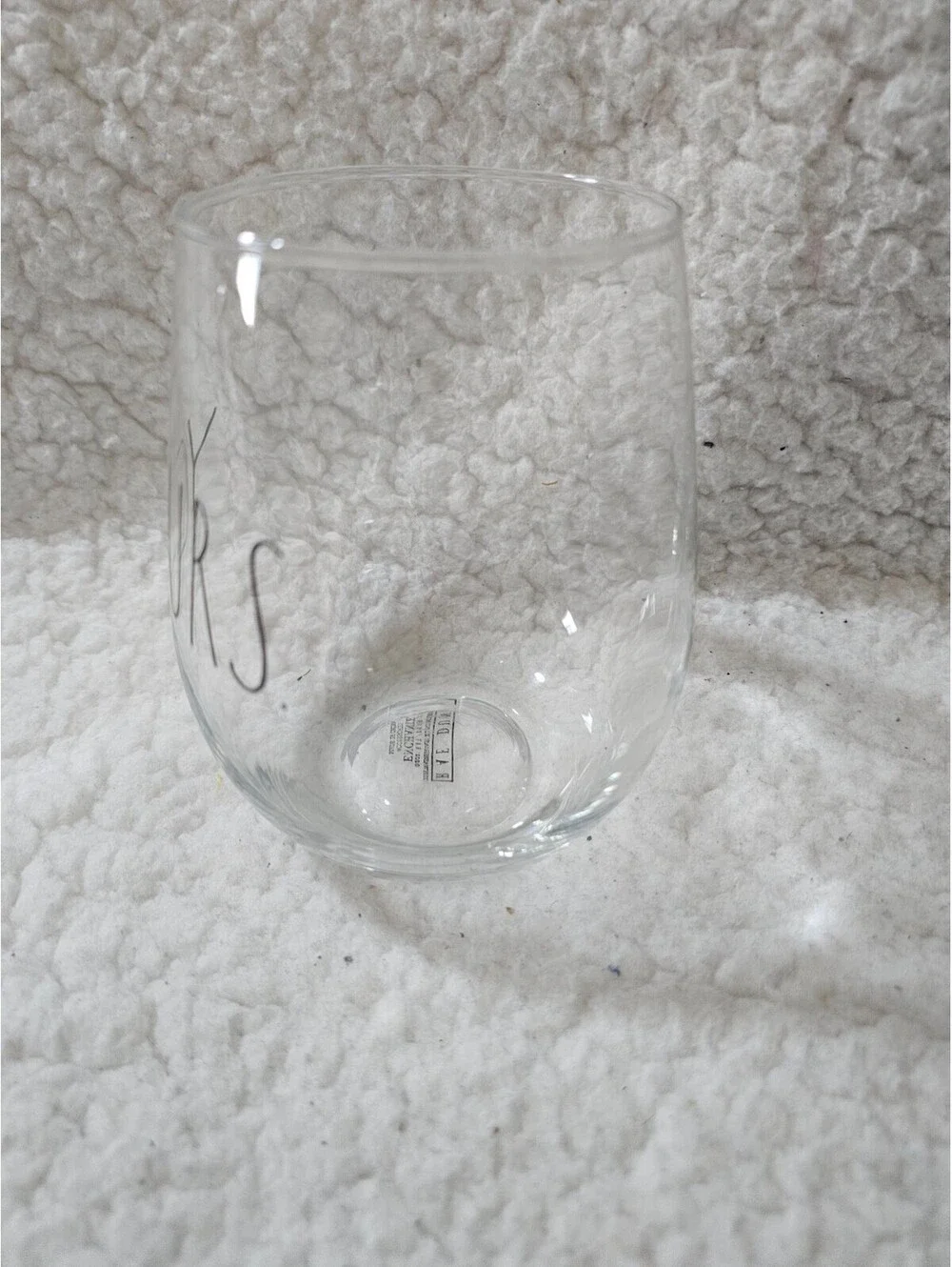 Rae Dunn Wine Glass Clear Round Yours Saying (Replacement) 4.5